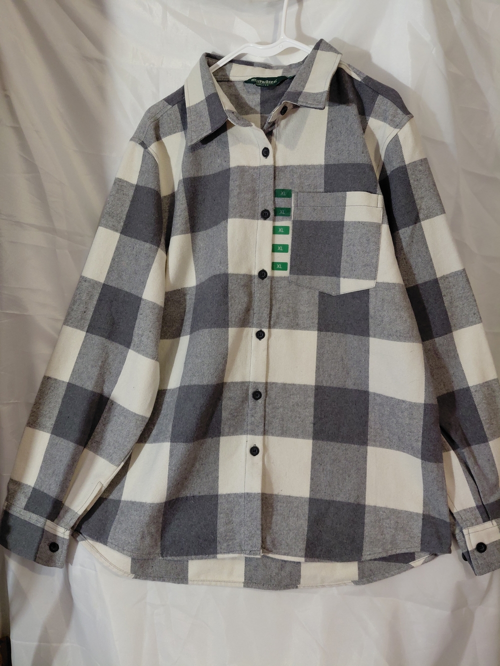 Men's Gray & White Buffalo Check Button-Down Shirt